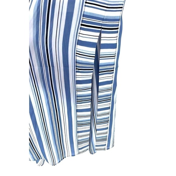 ANN TAYLOR maxi skirt lightweight L NWT $99 Blue White Stripes Summer Lined - Picture 3 of 5